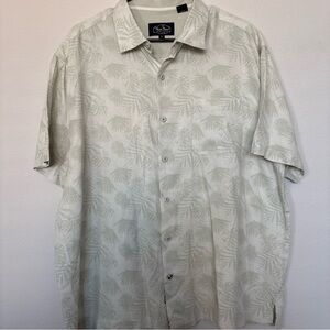 Nat Nast Silk Blend Shirt Button Up Mens XL Muted Green Palm Tree Short Sleeve